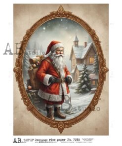 Hârtie de orez – Santa Claus in Gold Frame 3 – A4