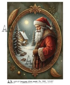 Hârtie de orez – Santa Claus in Gold Frame – A4