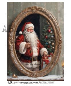 Hârtie de orez – Santa Claus in Ovale Frame 2 – A4