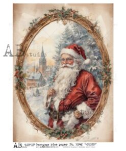 Hârtie de orez – Santa Claus in Ovale Frame – A4