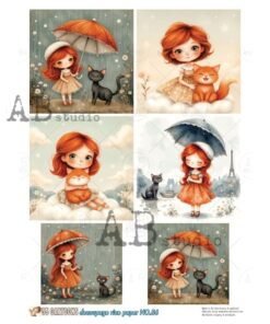 Hârtie de orez – The Girl and the Cat - A4
