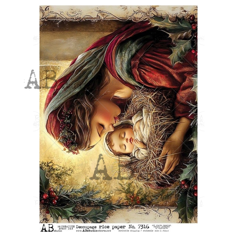 Hârtie de orez – The Virgin and Jesus - A4 1 Hârtie de orez – The Virgin and Jesus - A4