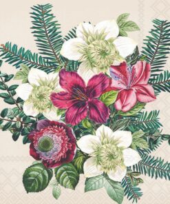 Șervețel - Azalea and Helleborus cream - 33x33 cm