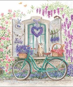 Șervețel - Bike with basket - 33x33 cm