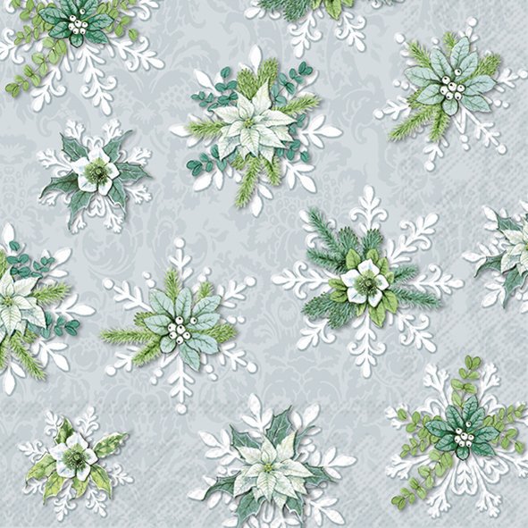 Șervețel - Blooming Snowflakes light blue - 33x33 cm 1 Șervețel - Blooming Snowflakes light blue - 33x33 cm