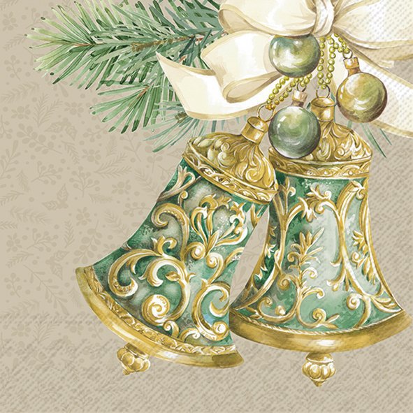 Șervețel - Christmas Bells brown - 33x33 cm 1 Șervețel - Christmas Bells brown - 33x33 cm