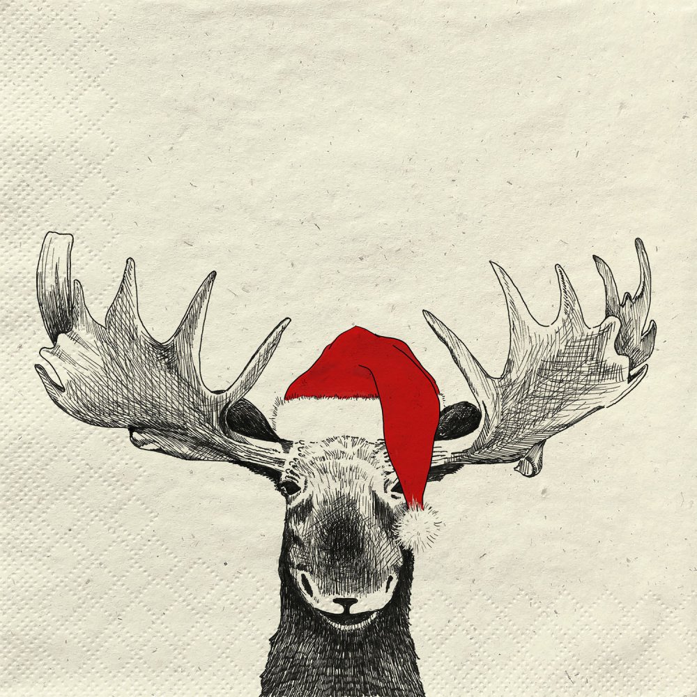 Șervețel - Funny Xmas Moose - 33x33 cm 1 Șervețel - Funny Xmas Moose - 33x33 cm