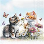 Șervețel - Kittens in Flower Field - 33x33 cm