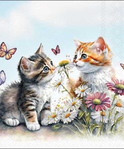Șervețel - Kittens in Flower Field - 33x33 cm