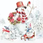 Șervețel - Sporty Snowmen - 25x25 cm