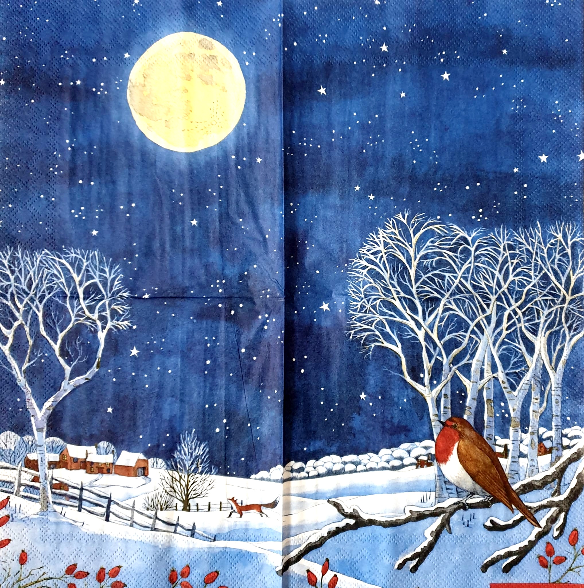 Șervețel - Midnight Robin - 33x33 cm 2 Șervețel - Midnight Robin - 33x33 cm - imagine 2