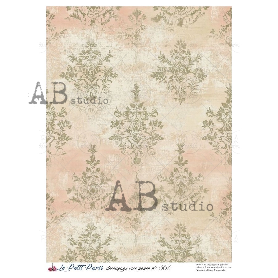 Hârtie de orez – Damask Wallpaper – A4 1 Hârtie de orez – Damask Wallpaper – A4