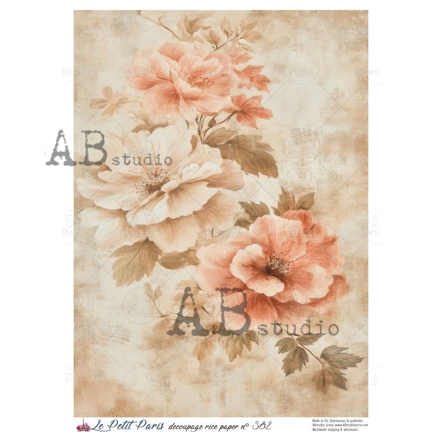Hârtie de orez – Flowers – A4 1 Hârtie de orez – Flowers – A4