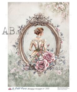 Hârtie de orez – Lady in Frame – A4