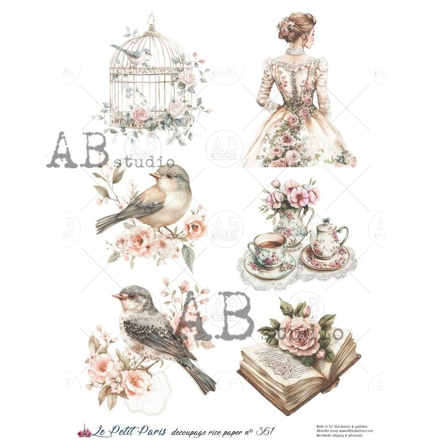 Hârtie de orez – Shabby Floral – A4 1 Hârtie de orez – Shabby Floral – A4