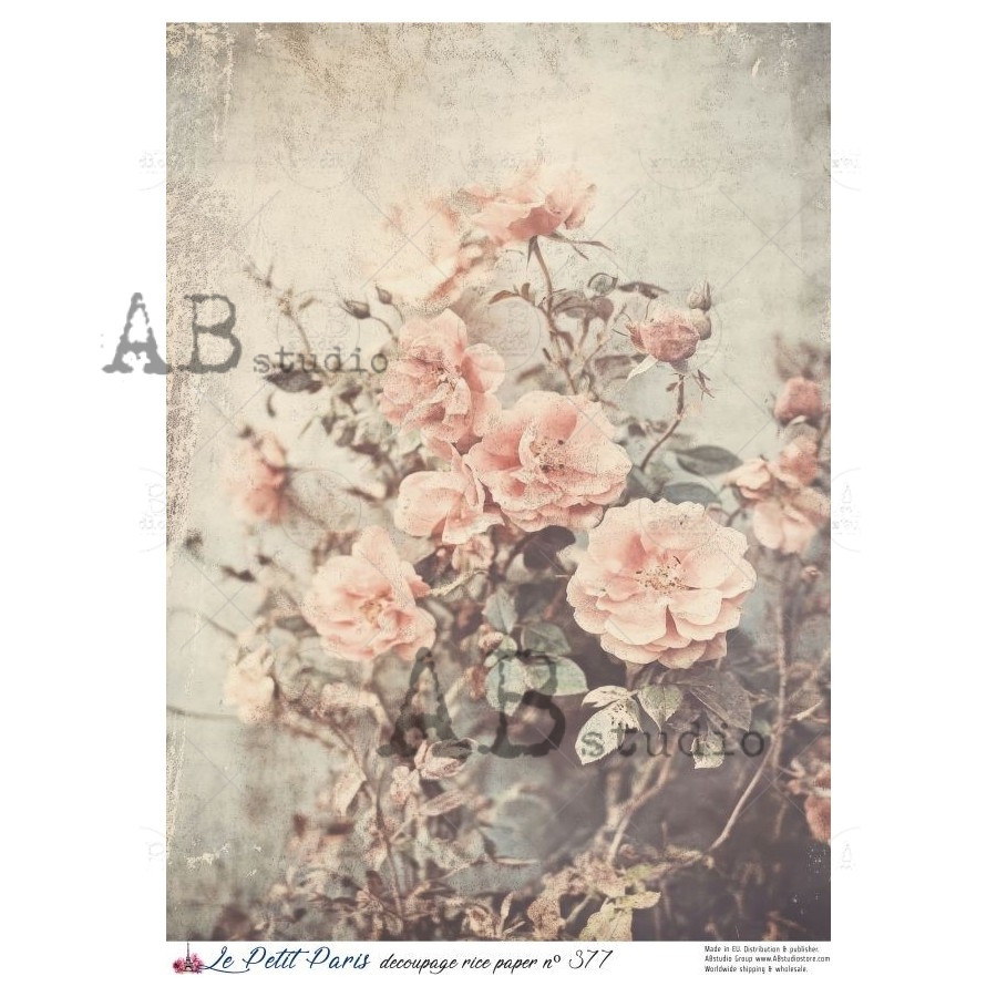 Hârtie de orez – Vintage Roses – A4 1 Hârtie de orez – Vintage Roses – A4