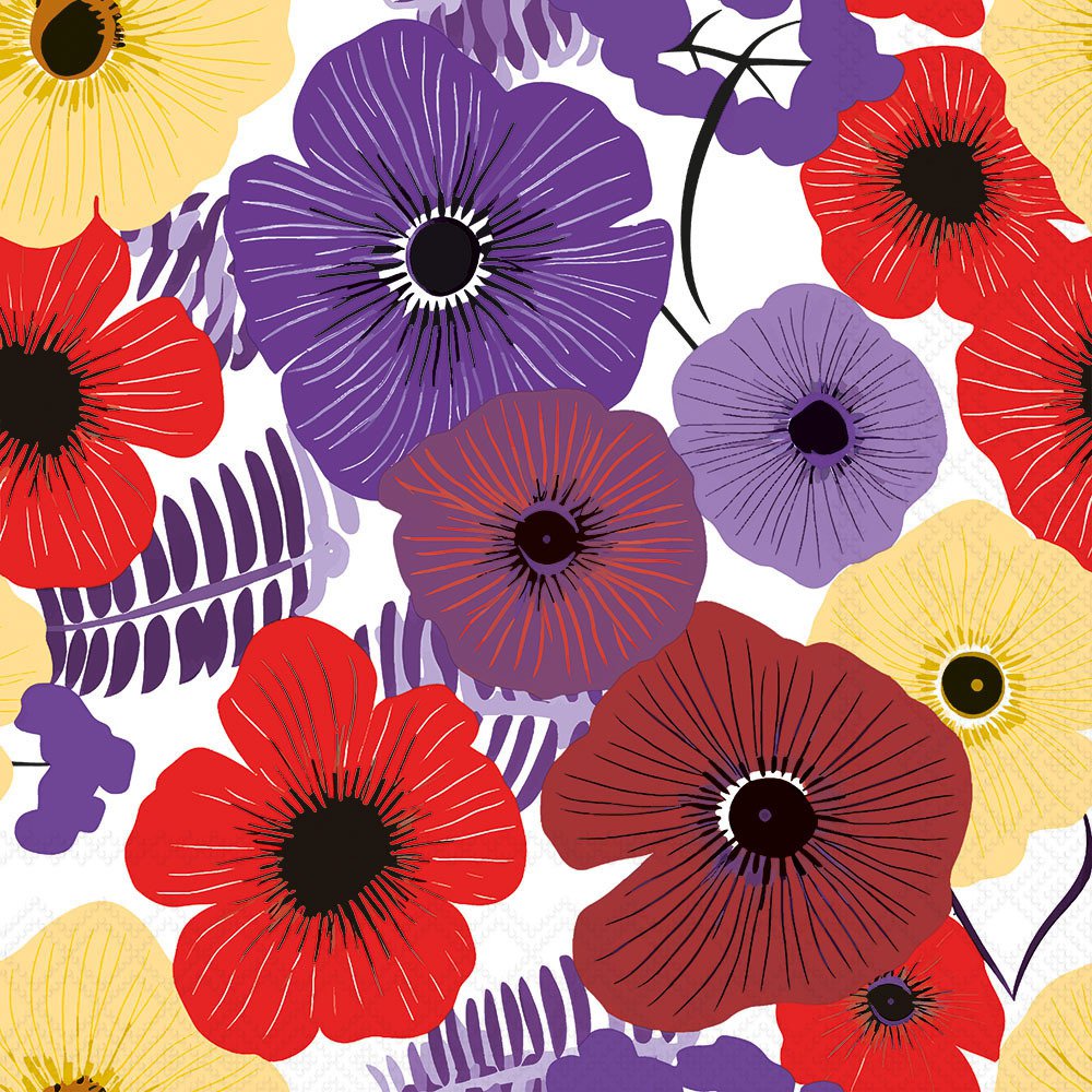 Șervețel – Colourful Flowers lila – 25x25 cm 1 Șervețel – Colourful Flowers lila – 25x25 cm