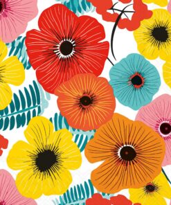 Șervețel – Colourful Flowers red – 25x25 cm