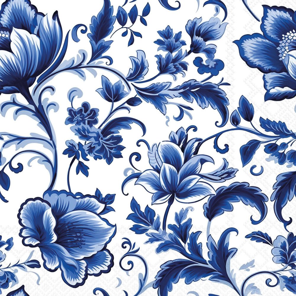 Șervețel – Delft Blue florals – 25x25 cm 1 Șervețel – Delft Blue florals – 25x25 cm