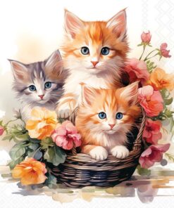 Șervețel – Kittens in Basket – 25x25 cm