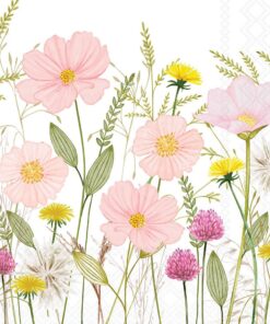 Șervețel – Pastel Flowers white – 25x25 cm