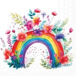Șervețel – Rainbow with Flowers – 33×33 cm