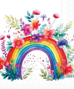 Șervețel – Rainbow with Flowers – 33×33 cm