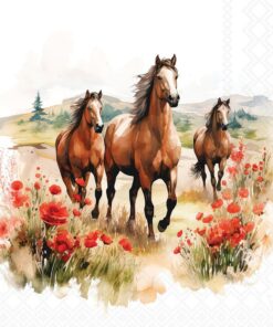 Șervețel – Trotting Horses – 33×33 cm