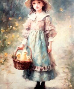 Hârtie de orez – Girl with Basket – A4