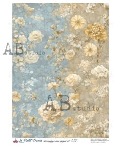 Hârtie de orez - Blue and Beige Wallpaper – A4