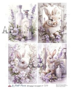 Hârtie de orez - Bunnies and Lavender – A4