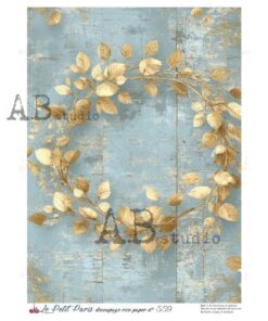 Hârtie de orez - Leaves Wreath – A4