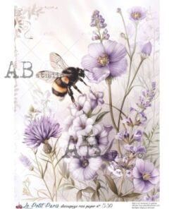 Hârtie de orez - The Bee in Lilac Meadow – A4