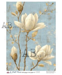 Hârtie de orez - White Magnolia – A4