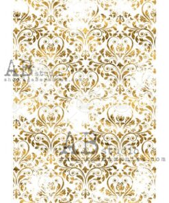 Hârtie de orez aurită – Gold Damask 2 – A4