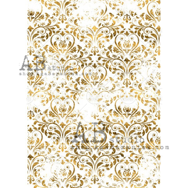 Hârtie de orez aurită – Gold Damask 2 – A4 1 Hârtie de orez aurită – Gold Damask 2 – A4