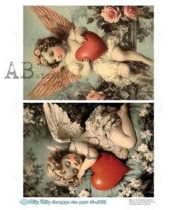 Hârtie de orez – Angel with Red Heart – A4