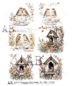 Hârtie de orez – Birds and Flowers – A4