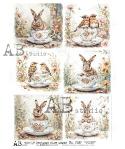 Hârtie de orez – Birds and Rabbits – A4
