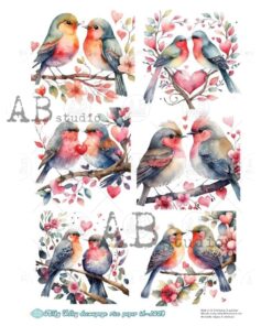 Hârtie de orez – Birds in Love 2 – A4