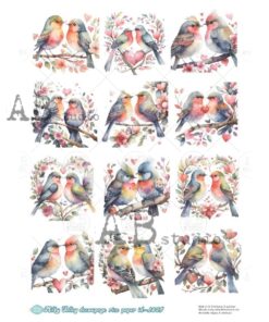Hârtie de orez – Birds in Love – A4
