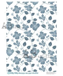 Hârtie de orez – Blue Flowers 2 – A4