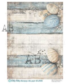 Hârtie de orez – Blue Stripe and Easter Eggs – A4