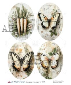 Hârtie de orez – Butterflies and Carrots – A4
