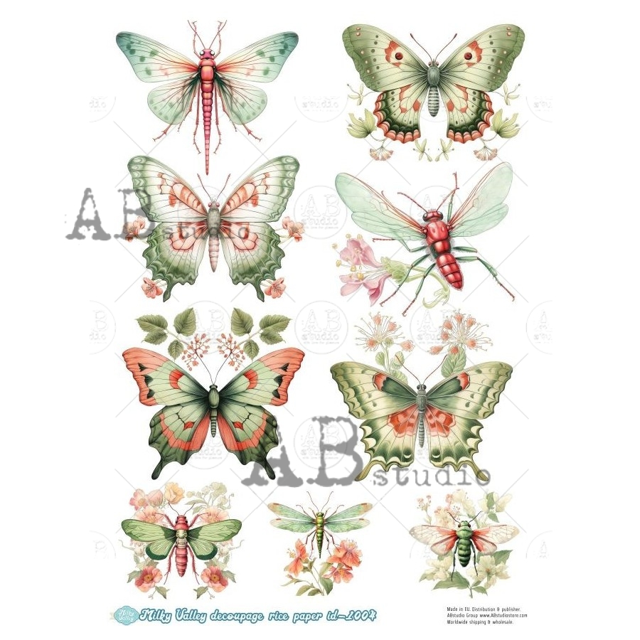 Hârtie de orez – Butterflies – A4 1 Hârtie de orez – Butterflies – A4