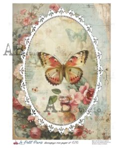 Hârtie de orez – Butterfly in the Frame – A4