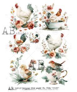 Hârtie de orez – Chicken Family – A4