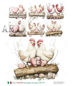 Hârtie de orez – Chicken in Love 2 - A4