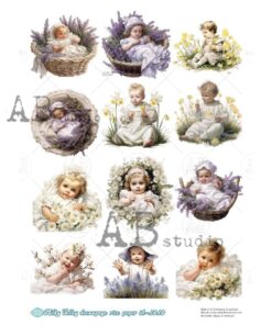 Hârtie de orez – Children and Flowers – A4