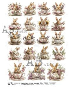Hârtie de orez – Cute Bunny in the Pot mini – A4